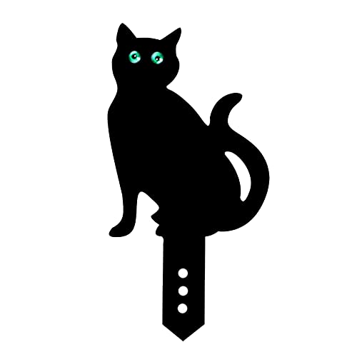 Yumech 2Pcs Garten Erschrecken Katzen mit Reflektierende Augen Erschrecken Katzen Hof Zeichen Garten Silhouette Tier Stake Wilden Vogel Garten Tier Abweisend Katze Rasen Ornamente von Yumech