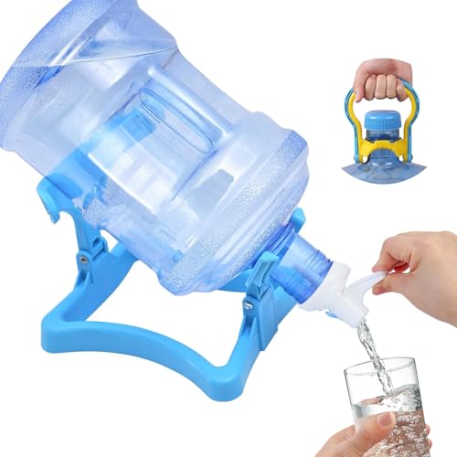 Faltbarer Wasserkrug-Ständer (Kunststoff), mit Krugverschluss mit Wasserflaschengriff, für Wasserkrugspender, 55 mm wiederverwendbarer Kunststoffzapfhahn, rutschfester Ständer von Yummy Sam