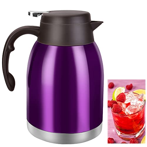 Thermo-Kaffeekaraffe aus Edelstahl, unzerbrechlich, doppelwandig, Vakuum-Thermosflasche, 1,6 l, Wasser-Teekanne, Getränkekrug für heißen Kaffee für Weihnachtskaraffe (lila) von Yummy Sam