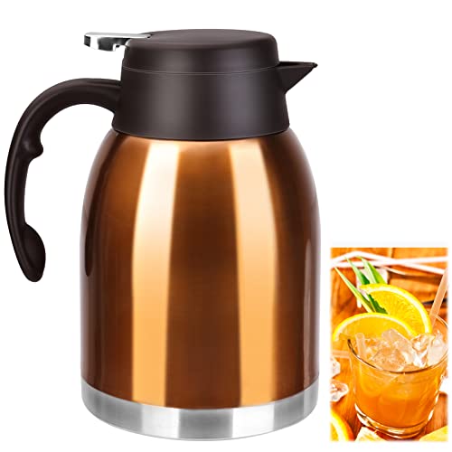 Thermo-Kaffeekaraffenspender, Edelstahl, unzerbrechlich, doppelwandig, Vakuum-Thermoskanne, großes Fassungsvermögen, 1,6 l, Wasser-Teekanne, Getränkekrug für Bankett und Party (Bronze) von Yummy Sam