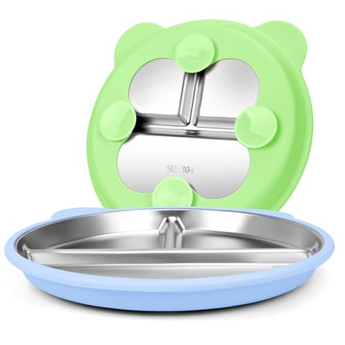 Yummy Sam 2-teiliges Katzennäpfen-Set für kleine Hunde, Welpen, Katzen, geteilter Edelstahl, kein Verschütten, Teller mit rutschfester Silikonunterseite für Futter und Wasser von Yummy Sam