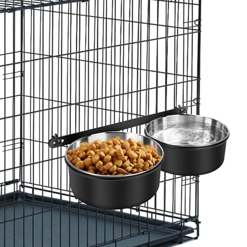 Yummy Sam Hängender Futternapf für Hundefutter, Wassernapf für Käfig, Edelstahl, auslaufsicher, hängende Katzen-Haustier-Schüssel, mit Klemmhalter, Kiste, Futternapf für mittelgroße und große Hunde von Yummy Sam