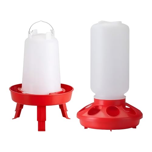 Yumneo Futterstation für Küken und Tränke, Futterstation für Hühner, kein Abfall, verstellbare Höhen, Futterstation für drinnen und draußen, Hof, Garten, Haus, Hinterhof von Yumneo