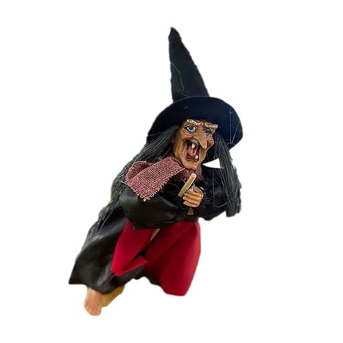 Yumneo Hexe Halloween Dekorationen Outdoor | Hängende Hexe Dekoration mit Soundaktivierungsfunktion - Behänge Animiert Sprechende Halloween Spukhaus Requisite von Yumneo