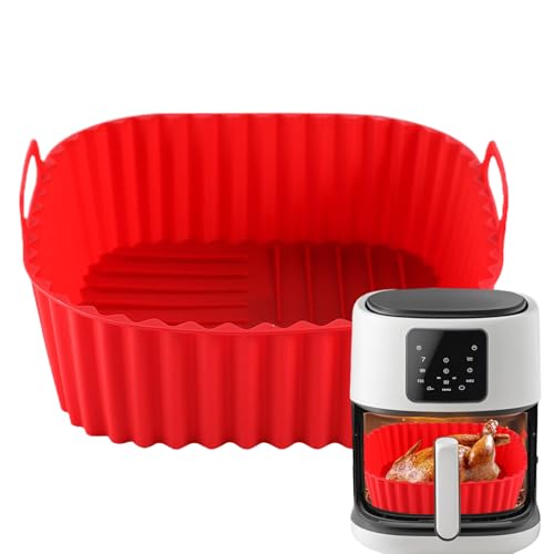 Yumneo Silikonblech für Luftfritteuse | Quadratische Luftfritteuse Ofenplatte - Küche Kochgeschirr Antihaft-Backblech zum Kochen Braten Grillen Pizza Kuchen Zuhause Familie Wohnung Indoor Outdoor von Yumneo