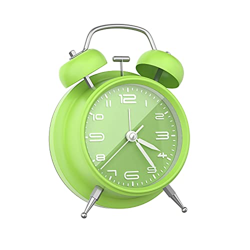 Yumyolk Klassischer analoger Wecker, Vintage ruhiges Quarzuhrwerk, Crescendo-Alarm Grün von Yumyolk
