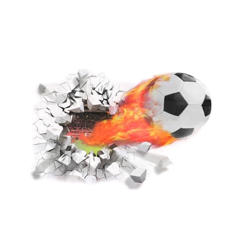 YunBey 3D Wandtattoo Fussball Breakthrough Fussball Wand Sticker Abnehmbaren Wandaufkleber für Kinderzimmer Jungen Fußball Deko für Jugendzimmer Wohnzimmer von YunBey