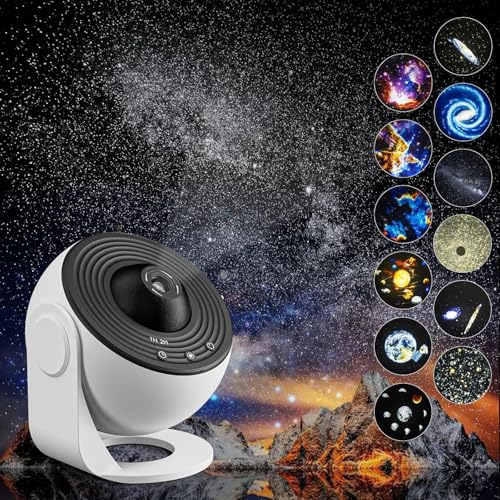 Galaxy Projektor, 13 in 1 Home Planetarium Star Light Projektor für Schlafzimmer 360° rotierenden Nebel Lampe Sternenhimmel Nachtlicht mit 12 Sonnensystem Konstellation Mond für Kinder Erwachsene von YunLone