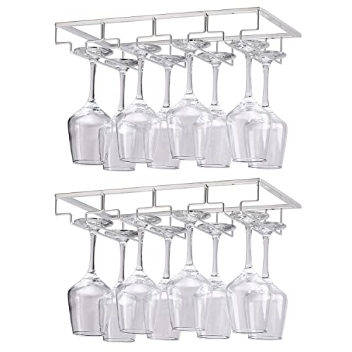 YunNasi 2 Stück 4 Reihige Weinglashalter Gläserhalter aus Metall Gläserschiene Halter Unter Schrank mit Schrauben Weinglas Rack zum Aufhängen für Hausbar Küche Bar Pub Restaurant, Silber YunNasi 2 Stück 4 Reihige Weinglashalter Gläserhalter aus Metall Gläserschiene Halter Unter Schrank mit Schrauben Weinglas Rack zum Aufhängen für Hausbar Küche Bar Pub Restaurant, Silber von YunNasi