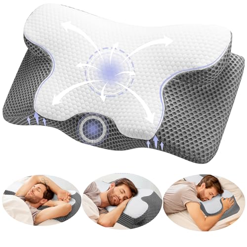 YunNasi Ergonomisches Nackenstützkissen Orthopädisches Kopfkissen aus Memory Foam Nackenkissen für Seiten Rücken & Bauchschläfer mit abnehmbarem und waschbarem Bezug (Style 1:60 * 34 * 13/10cm) von YunNasi