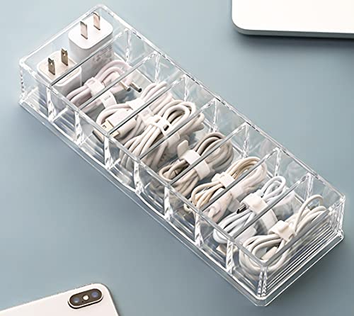 YunNasi Kabel Aufbewahrungsbox Kabel Organizer Box mit 10 Kabelbindern Kabel Management Box transparenter Kunststoff Aufbewahrungsbox für Arbeitsplatte Organizer (Basic Small) von YunNasi