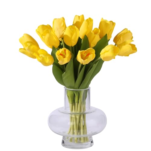 YunNasi Tulpen Künstlich 20pcs Kunstblumen wie echt Dekoration Aesthetic Brautstrauß Künstlich Geburtstag Geschenk Home Feiertags Deko Geschenk zu Weihnachten (Gelb, 20pcs) von YunNasi