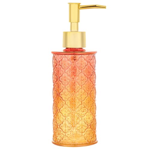 YunNasi Seifenspender Nachfüllbarer Flüssigseifen Spender aus Glas für Geschirrspülmittel Shampoo-Lotion Badezimmerarbeitsplatte Küche Waschküche (RotOrange) von YunNasi