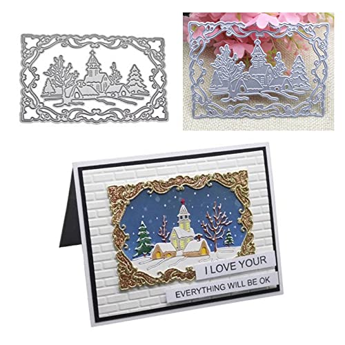 Stanzformen für Kartenherstellung, YunTrip Weihnachten Schnee Haus Hintergrund Metall Stanzformen Stanzformen Schablone für DIY Scrapbooking Album Prägung Foto Basteln Papierkarten Deko Handwerk von YunTrip