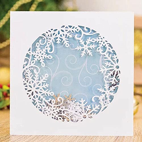 YunTrip Stanzformen für Kartenherstellung, Schneeflocke Kreis Hintergrund Metall Stanzformen Schablone für DIY Scrapbooking Album Prägung Foto Handwerk Papier Karten Dekorative Handwerk, silber von YunTrip