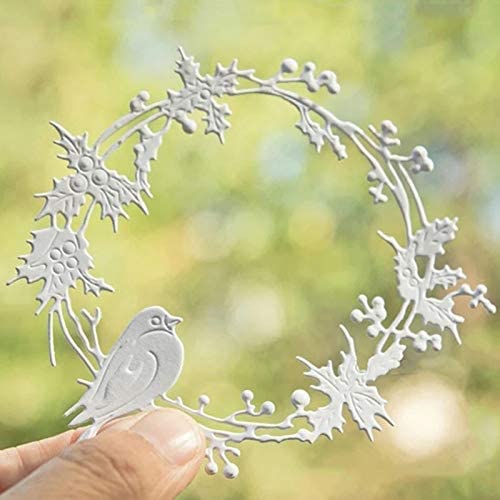 YunTrip Stanzformen für Kartenherstellung, Vogel Stechpalmen-Kranz, Metall-Stanzformen für DIY Scrapbooking, Alben, Prägung, Fotokunst, Papier, Karten, dekorative Bastelarbeiten von YunTrip