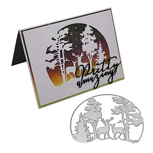 YunTrip Stanzschablonen aus Metall, Motiv: Frohe Weihnachten, Motiv: Wald, Hirsch, Stanzschablonen für Bastelarbeiten, Scrapbooking, Fotoalbum, dekoratives Papier, Kartengestaltung von YunTrip