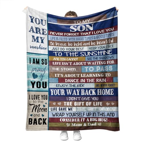 To My Son Decke von Mama Papa Geschenke für Sohn Sherpa Überwurfdecke mit warmen Worten flauschige weiche Decken Geburtstagsgeschenke für Sohn von YunTu