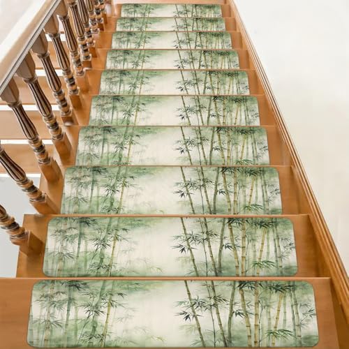 YunTu Treppenmatten 10 Stück – rutschfest & Selbstklebend – Stufenmatten mit Bambus Motiv – Waschbarer Treppenteppich für Holztreppen – Anti-Rutsch Treppenauflage im Zen Naturdesign YunTu Treppenmatten 10 Stück – rutschfest & Selbstklebend – Stufenmatten mit Bambus Motiv – Waschbarer Treppenteppich für Holztreppen – Anti-Rutsch Treppenauflage im Zen Naturdesign von YunTu