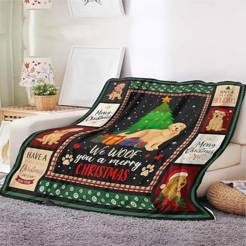 YunTu Weihnachts-Hunde-Überwurfdecke – weiche Fleecedecke mit Welpen- und Weihnachtsbaum-Design, festliche, warme Schlafsofa-Decke für Hundeliebhaber und Urlaubsdekoration (Weihnachtshund, 100 x 130 von YunTu
