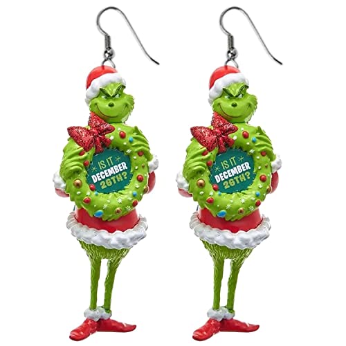 Cartoon Weihnachten 𝑮𝒓𝒊𝒏𝒄𝒉𝒔 Ohrringe Drop Dangle Dekoration Kostüme Schmuck Für Frauen Geschenk Neujahr von YunYoud