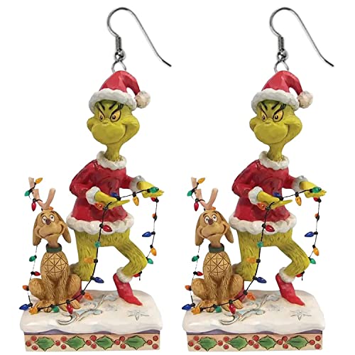 Cartoon Weihnachten 𝑮𝒓𝒊𝒏𝒄𝒉𝒔 Ohrringe Drop Dangle Dekoration Kostüme Schmuck Für Frauen Geschenk Neujahr von YunYoud