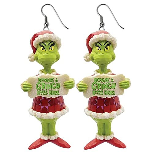 Cartoon Weihnachten 𝑮𝒓𝒊𝒏𝒄𝒉𝒔 Ohrringe Drop Dangle Dekoration Kostüme Schmuck Für Frauen Geschenk Neujahr von YunYoud