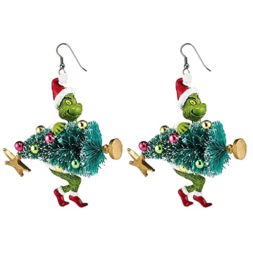 Cartoon Weihnachten 𝑮𝒓𝒊𝒏𝒄𝒉𝒔 Ohrringe Drop Dangle Dekoration Kostüme Schmuck Für Frauen Geschenk Neujahr von YunYoud
