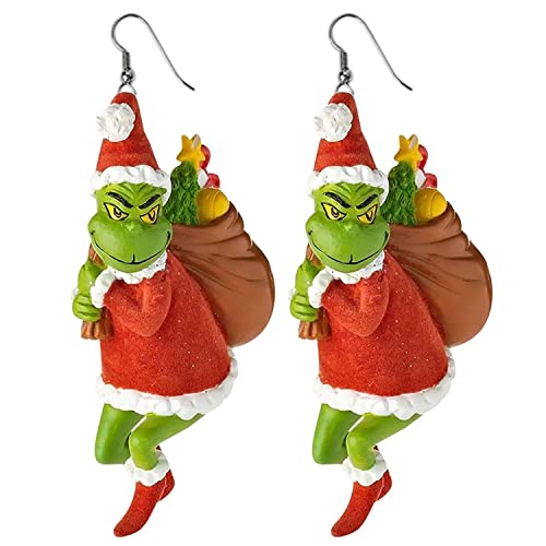 Cartoon Weihnachten 𝑮𝒓𝒊𝒏𝒄𝒉𝒔 Ohrringe Drop Dangle Dekoration Kostüme Schmuck Für Frauen Geschenk Neujahr von YunYoud