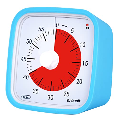 Visueller Timer, Yunbaoit Verbesserter 60 Minuten Countdown Timer für Kinder Erwachsene mit Alarm bei Niedrigem Batteriestand, Leises Zeit Management Werkzeug mit optionaler Alarm (Blau) von Yunbaoit