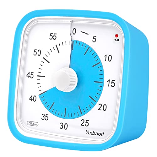 Yunbaoit Verbesserter 60 Minuten Visueller Timer mit Schutzhülle Leises Countdown Timer für Kinder mit Alarm bei Niedrigem Batteriestand(Blau Blau) von Yunbaoit