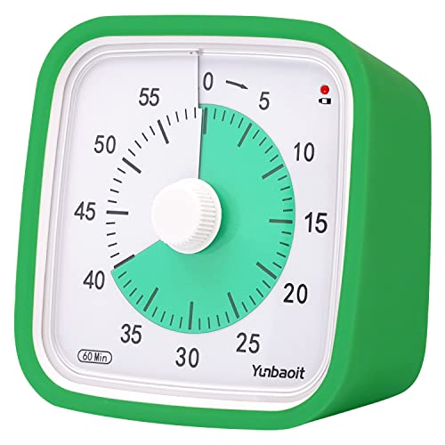 Yunbaoit Verbesserter 60 Minuten Visueller Timer mit Schutzhülle Leises Countdown Timer für Kinder mit Alarm bei Niedrigem Batteriestand(Grün) von Yunbaoit