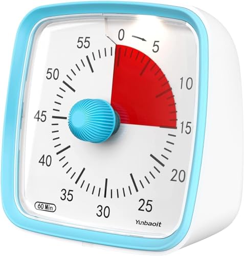 Yunbaoit Visueller Timer mit Nachtlicht, 60 Minuten Countdown Timer für Kinder und Erwachsene, Leiser Klassenzimmer Timer, Zeitmanagement Werkzeug für Zuhause, Schule oder Arbeit (blau) von Yunbaoit