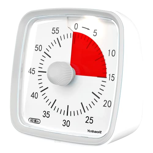 Yunbaoit Visueller Timer mit Nachtlicht, 60 Minuten Countdown Timer für Kinder und Erwachsene, Leiser Klassenzimmer Timer, Zeitmanagement Werkzeug für Zuhause, Schule oder Arbeit (grau) von Yunbaoit