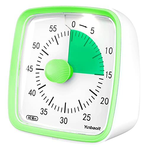 Yunbaoit Visueller Timer mit Nachtlicht, 60-Minuten-Countdown-Timer für Kinder und Erwachsene, leiser Klassenzimmer-Timer, Zeitmanagement-Werkzeug für Zuhause, Schule oder Arbeit (hellgrün) von Yunbaoit