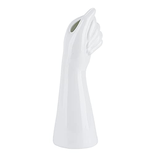 Moderne Vase aus Keramik, Hand Form Blumenvase Home Dekor Ornament (Weiß) von Yundxi