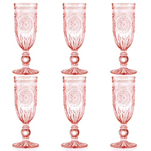 Yungala Pinke Champagnergläser, Set mit 6 rosa Champagnergläsern, 100 % spülmaschinenfest, echte rosa Gläser mit Vintage-Glaswaren-Vibes von Yungala