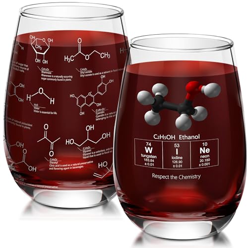 Yungyan Weingläser, Weingläser, ohne Stiel, 425 ml, geätzt mit Molekülen, dicke Weingläser, Chemie, Wissenschaft, Liebhaber, Geschenke, 2 Stück Yungyan Weingläser, Weingläser, ohne Stiel, 425 ml, geätzt mit Molekülen, dicke Weingläser, Chemie, Wissenschaft, Liebhaber, Geschenke, 2 Stück von Yungyan