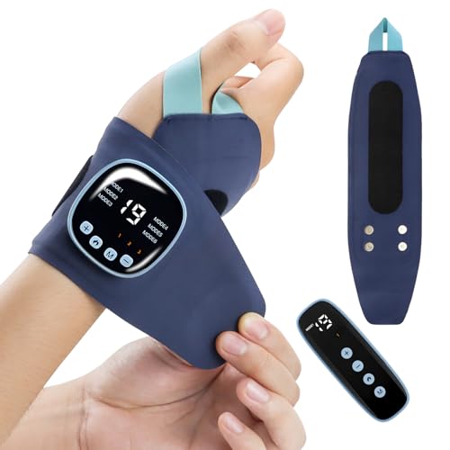 Yuning EMS Handgelenk Massagegerät,Kabelloses Hand Massagegerät mit Wärme,9 Modi/19 Intensitäten,Handgelenk Bandagen Handgelenkstütze für Sehnenscheidenentzündung Karpaltunnelsyndrom Schmerzlinderung von Yuning