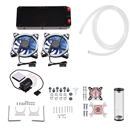 All-in-One-Kit für flüssige CPU-Kühler, CPU/GPU-Block + zylindrischer Wasserbehälter + Wasserpumpe + 240-mm-Kühlkörper + transparenter Schlauch + LED-Lüfter-Compputer DIY-Wasserkühlungs-Kit All-in-One-Kit für flüssige CPU-Kühler, CPU/GPU-Block + zylindrischer Wasserbehälter + Wasserpumpe + 240-mm-Kühlkörper + transparenter Schlauch + LED-Lüfter-Compputer DIY-Wasserkühlungs-Kit von Yunir