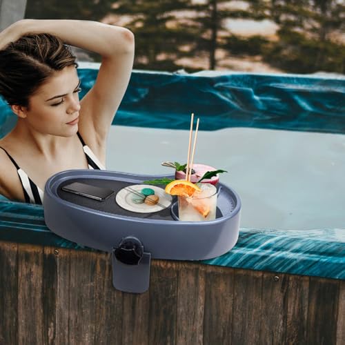 Badefass-Tablett, Rutschfestes, Verstellbares Badewannen-Serviertablett, Badefass-Tisch, Getränkehalter, Spa-Tablett, Becherhalter für Oberirdische Badewanne, Spa, Badefass von Yunir