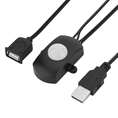 Yunir LED-Infrarot-Bewegungssensor, 4A DC 5-24V Automatikschalter 120 Grad PIR-Infrarot-Bewegungsmelder mit LED/USB-Schnittstelle (Schwarz) von Yunir