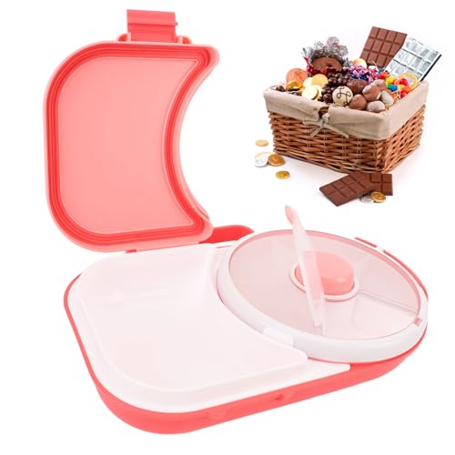 Yunir Drehbarer Snack-Behälter mit Deckel, Versiegelte Tragbare Drehbare Snack-Aufbewahrungsbox für Picknicks, Partys und Reisen (grün und rosa) (Yunird7n3rmkh8i-12) von Yunir