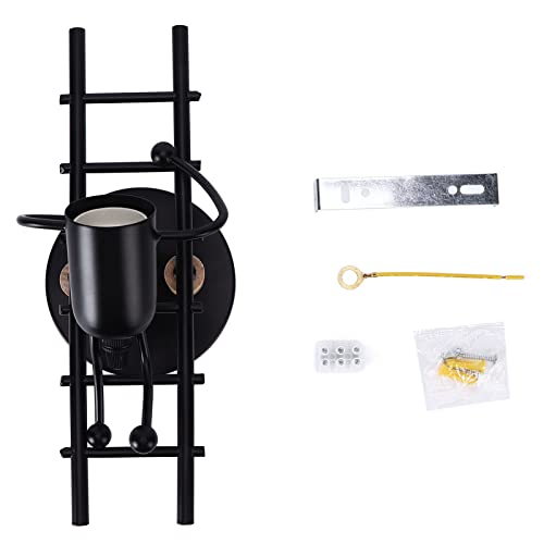 Yunir E27-Wandleuchten, Wandleuchten für Spiegel, Küche, Wohnzimmer, Flur, Schrank, Veranda, Kunstlicht, Verwenden Sie Holzscheite und Eisenmaterial (BLACK) von Yunir