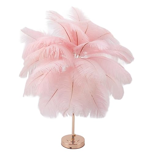 Yunir Tischleuchte aus Federn, 30 Federn, wiederaufladbar über USB, dekorative Tischlampe, mit 3 dimmbaren Beleuchtungsfarben, für Schlafzimmer, Wohnzimmer, (Pink) von Yunir