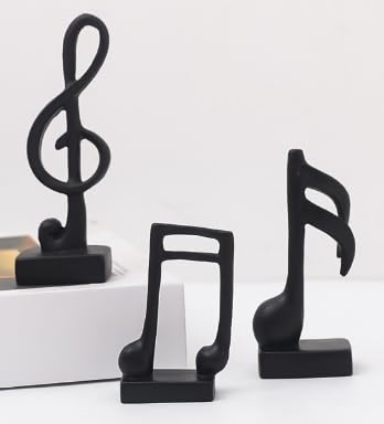 Yunjuhop 3 Pcs Modern Music Note Statues,Party Event Table Music Note Decor Place,Handmade Musical Decoration for Tv Stand Book Shelf Bathroom Music Room Decor (Schwarz) von Yunjuhop