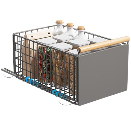 Yunkctuk Teleskopschublade, Ausziehbare Schublade Küche Erhältlich in 2 Größen, Pull Out Cabinet Organizer mit Griff Kein Bohren Erforderlich, Ausziehbarer Schrank Organizer Grau (Großer) von Yunkctuk
