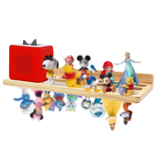 Yunkctuk Tonie Regal Holz, Toniebox Regal Aussparung für Tonie-Musikbox & Kabelmanagement, Vollständig Tonie Halterung Personalisiert für 20 Figuren Box von Yunkctuk