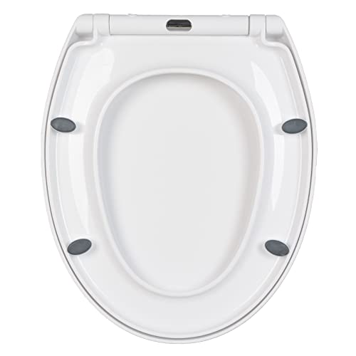 WC Sitz für Familien, Toilettendeckel Antibakteriell mit Absenkautomatik & Quick Release, Toilettendeckel Klobrille Toilettensitz abnehmbar zur Reinigung (O-Form) von Yunlai