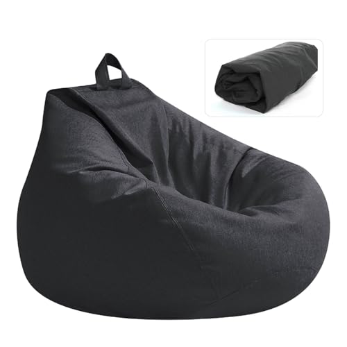 Sitzsack für Kinder und Erwachsene,100x120CM Sitzsack Bezug Ohne Füllung, Sofaüberwurf für Bohnensäcke mit Reißverschluss, Staubsicher Keine Füllung sitzsäcke für Outdoor Living Room Decor(Schwarz) von Yunlaishaocer